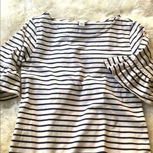 J.Crew bell sleeve navy / white stripe top XS